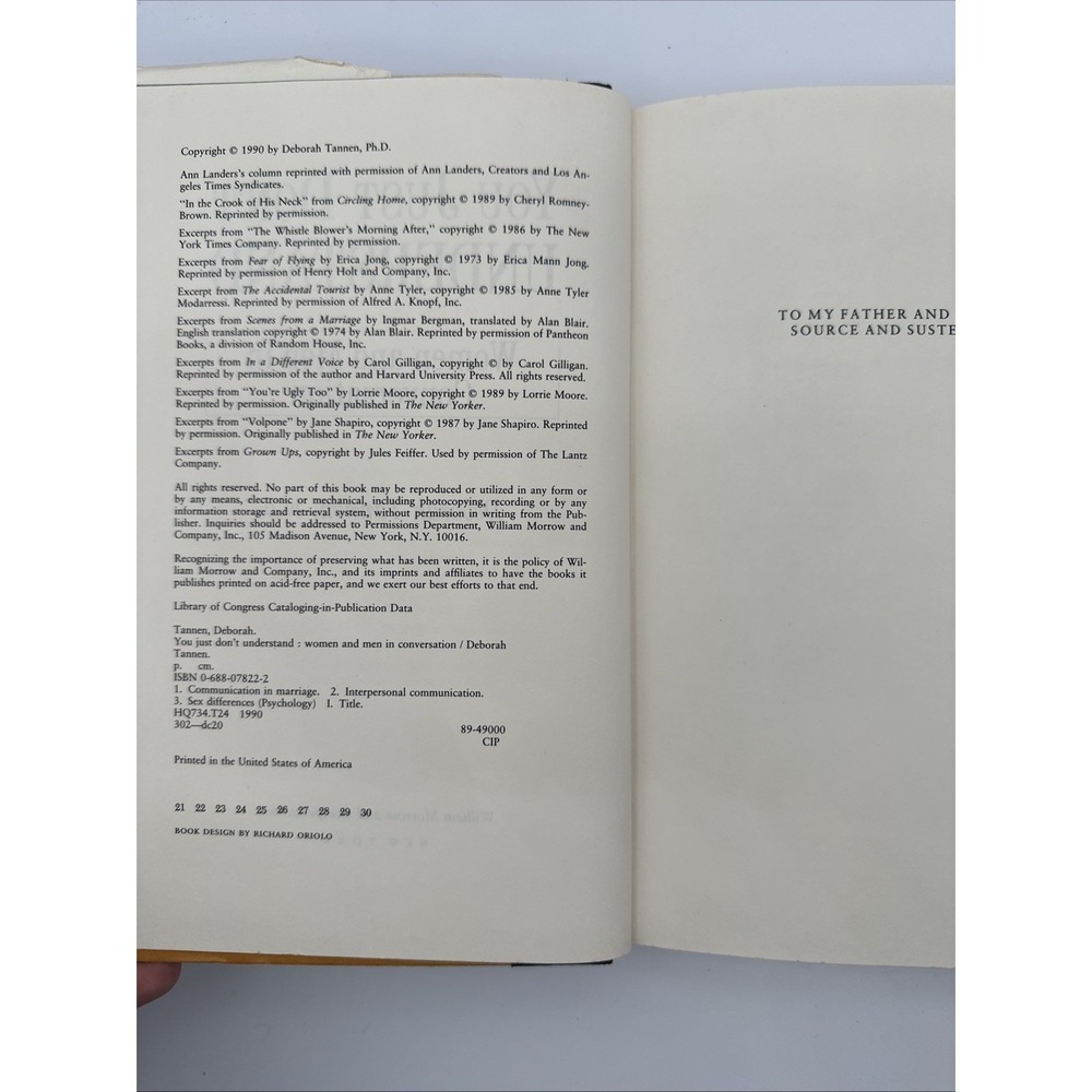 You Just Don't Understand by Deborah Tannen Hardcover Book with Dust Jacket - Picture 3 of 7